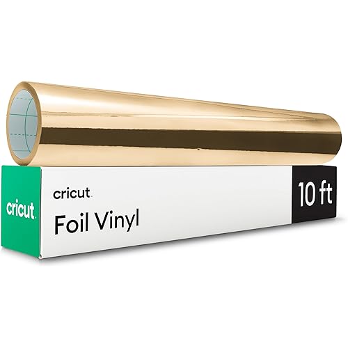 Cricut® Foil Vinyl - Gold - 12 in x 10 ft - DIY Personalized Decals, Labels, & More - Metallic Finish - Long Lasting - Optimized Cutting Machines