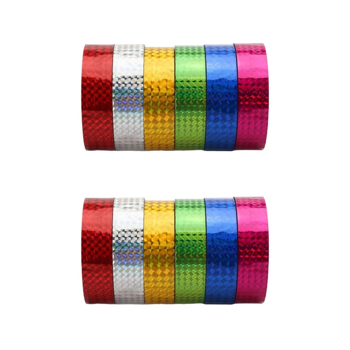 Housoutil 12 rouleaux Ruban Adhésif Décoratif Holographique Ruban Photo DIY pour Cadeau et Décoration