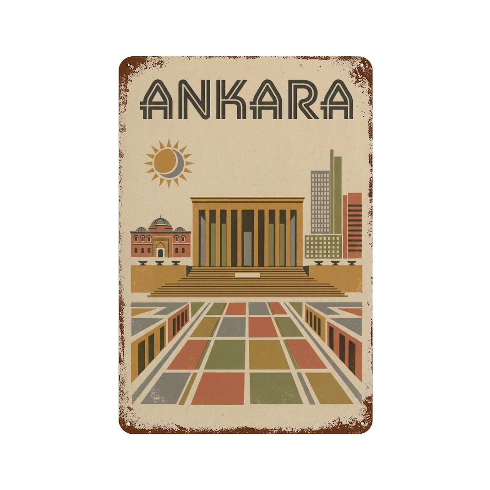 Metal Tin Sign Turkey Ankara Retro Travel