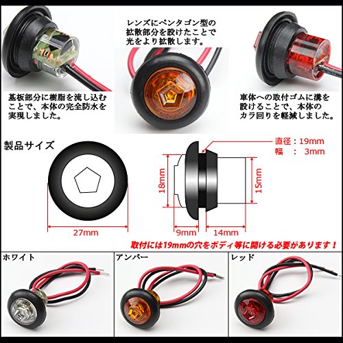 Amazon.co.jp: 12V 24V LED 埋め込み型 小型 マーカーランプ サイド