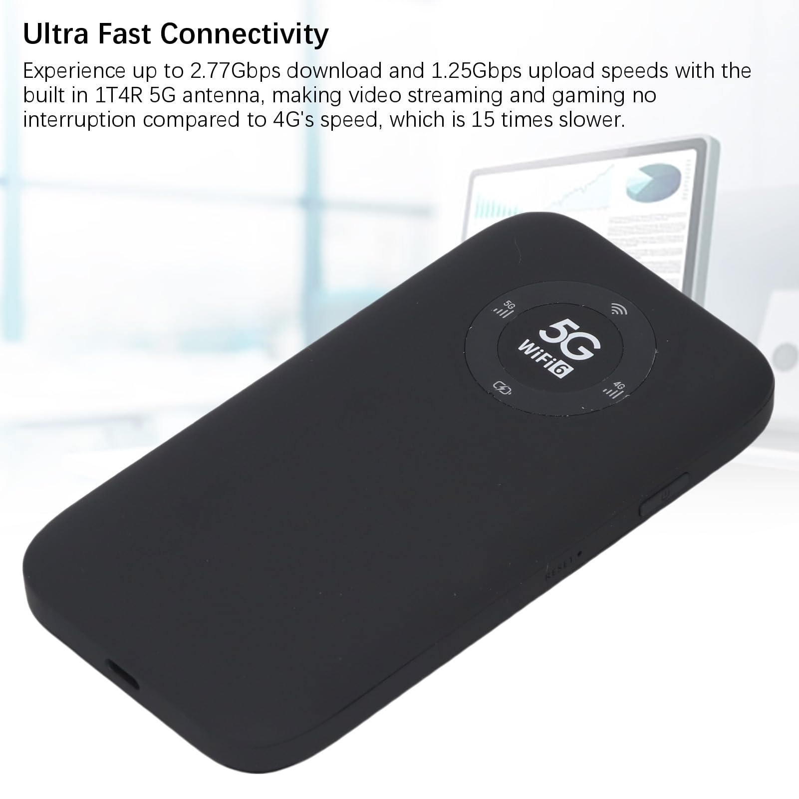 5G Mobiler Hotspot WiFi 6 mit 7100 MAh, IP67-Reiserouter für 16 Geräte, Dualband-Wireless-SIM-Kartenmodem (N41/N78/B1/B3) (Black)