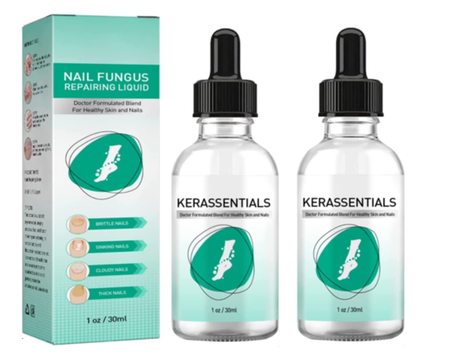 Kerassentials Toenail Fungus Treatment Oil, Kerassentials for Toenail Fungus, Kerasentials Nail Treatment,Keressentials Oil Nail Treatment Ingrown Toenail Pain Reliever And Softener Kit (2 Pcs)