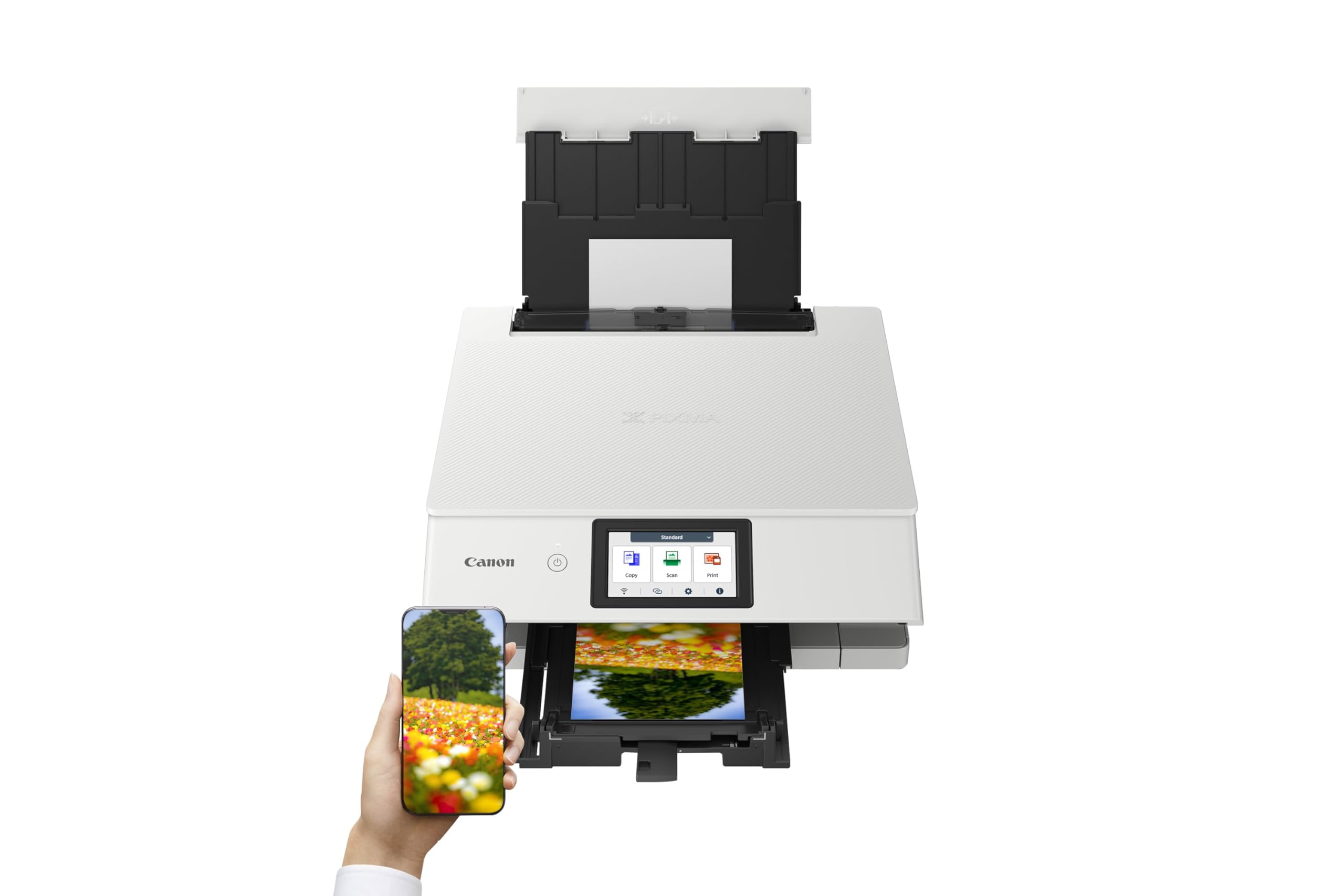 Canon PIXMA TS8751 stampante fotografica wireless multifunzione 3-1 Wireless con 6 inchiostri separati touchscreen 4,3 pollici, stampa fronte retro automatica, stampa senza uso PC, colore: bianca