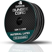 CargoVA 5 mm 10 m Black Elastic Rope 70% Stretch Rope Weatherproof Rope for Trailers, Shade Sail, Tarpaulins, etc.
