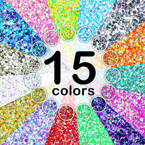 Glow In The Dark Chunky Glitter For Nails, Cridoz 15 Colors High Luminous Glitter Cosmetic Eyeshadow Loose Glow Glitter For Halloween Festival Body Eye Face Hair And Resin (150 Grams) #TOP3