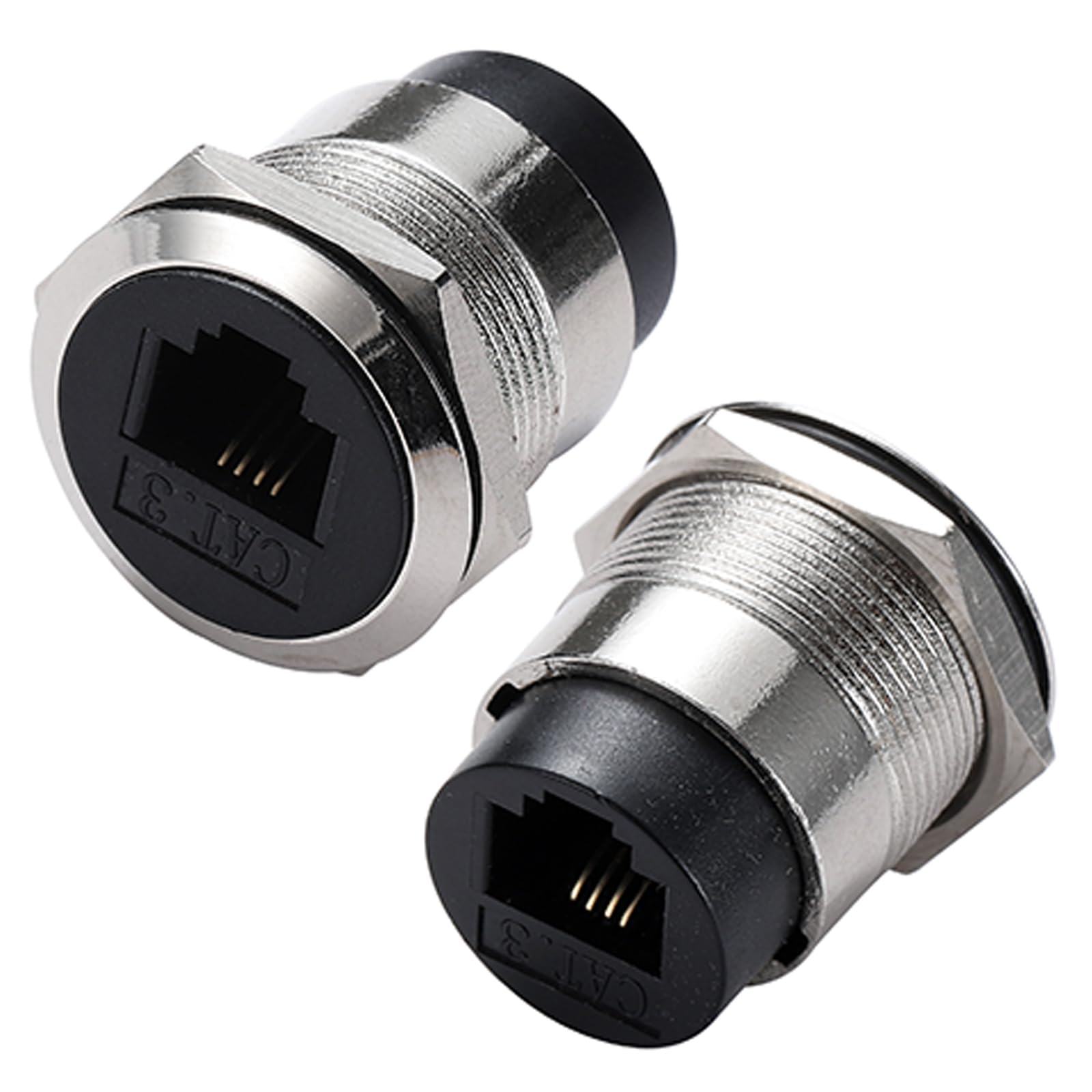 PENGLIN 2PCS RJ11 6P4C Panel Mount Phone Connector,CAT3 Feedthrough Connector Female to Female,Cat3 Telephone in-line Coupler Compatible with Data and