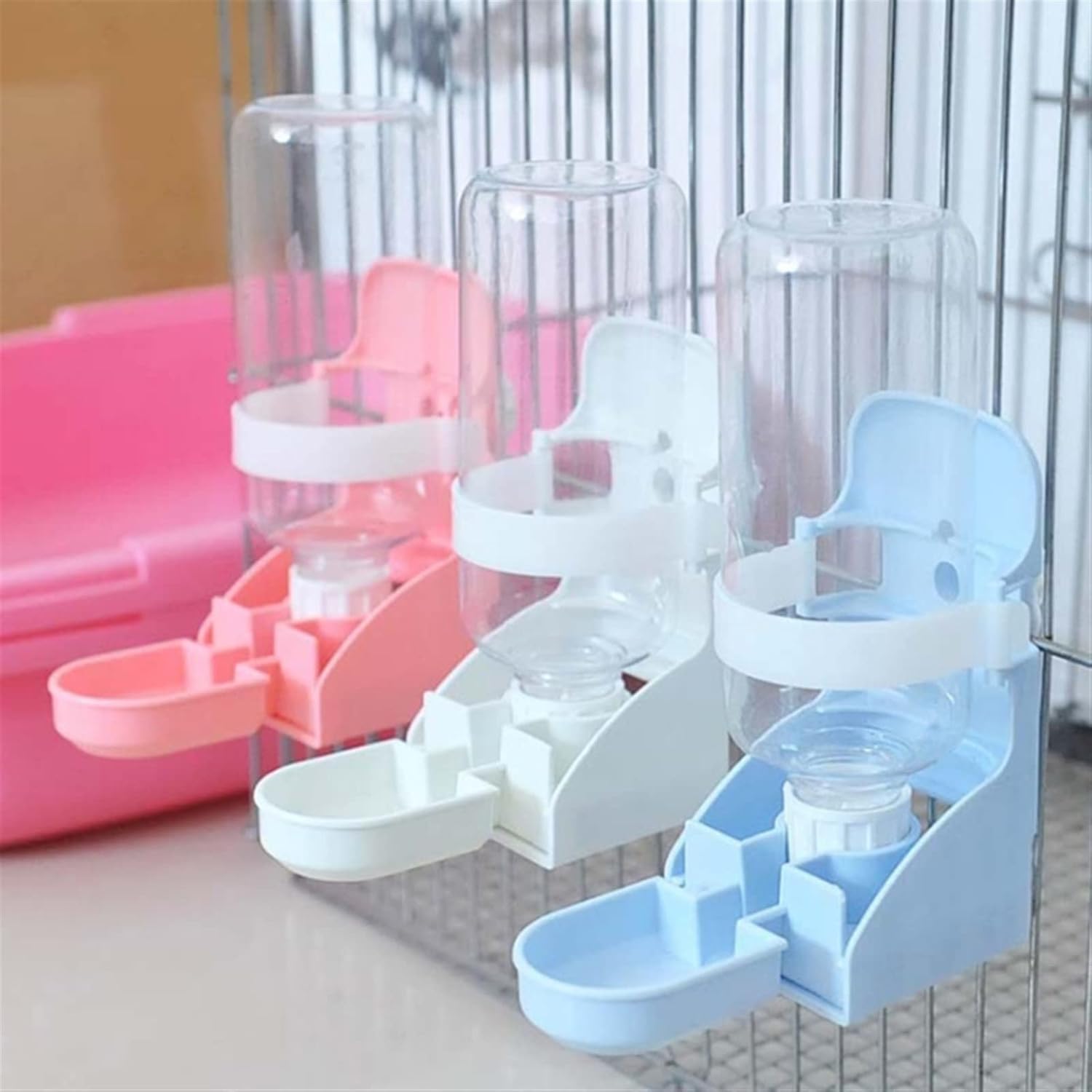 Dog Water Bottles Plastic Hamster Drinking Water Bottle Dispenser Feeder Hanging Pet Dog Guinea Pig Squirrel Rabbit(White)