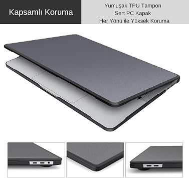 McStorey MacBook Pro 16.2 İnç Kılıf A2485 A2780 A2991 A3403 A3186 A3428 A3429 Uyumlu Rugged Armor Shockproof TPU Bumper Sert Kapak Darbe Korumalı Hard Case Siyah