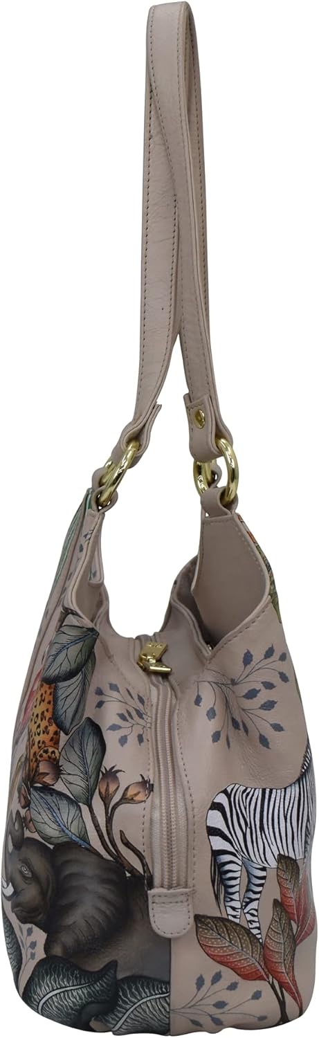 Anuschka Women's Hand Painted Genuine Leather Triple Compartment Satchel - Zip Entry, Multiple Pockets & Multipurpose Pouch
