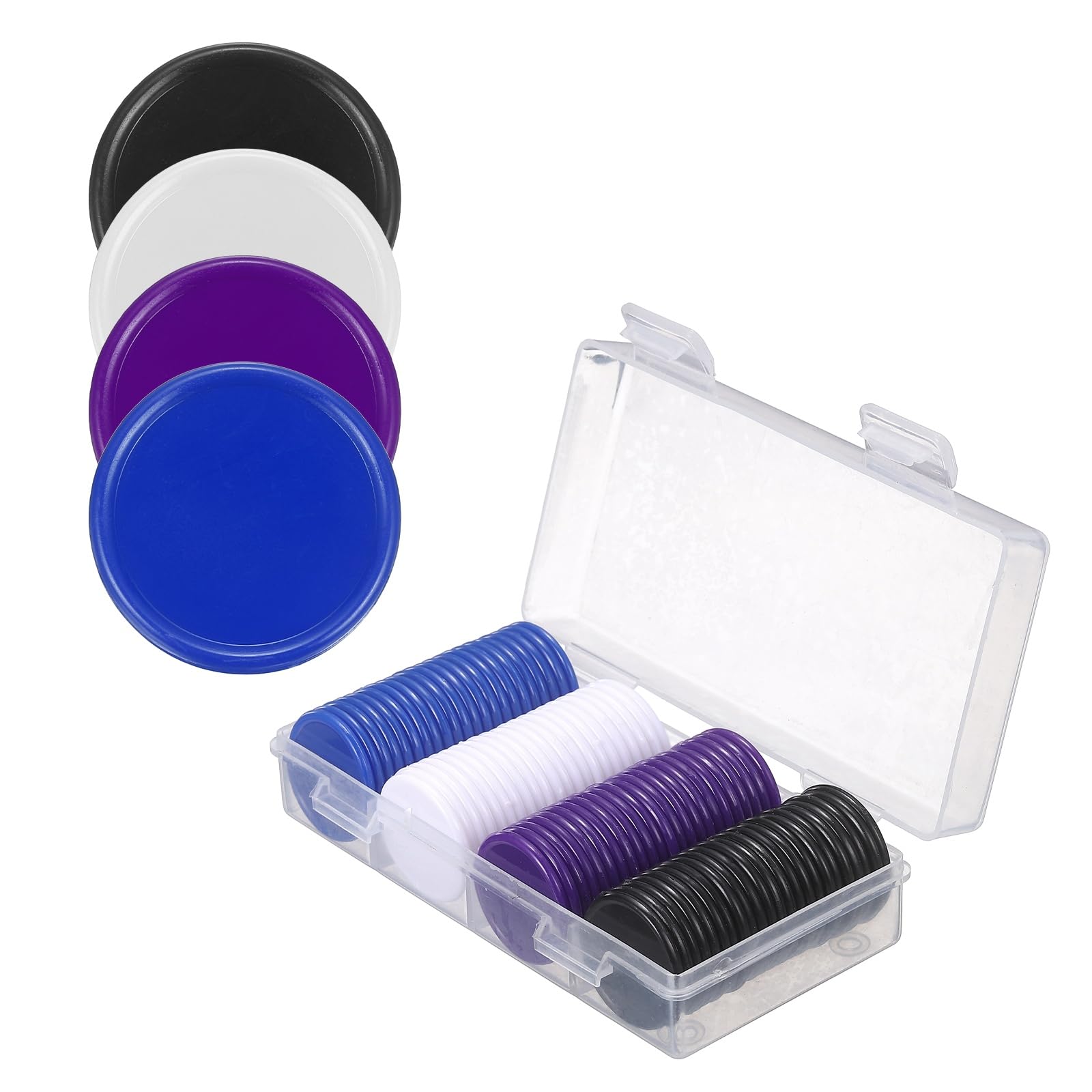 sourcing map 100Pcs Plastic Poker Chips, 25mm, Black/Blue/Purple/White