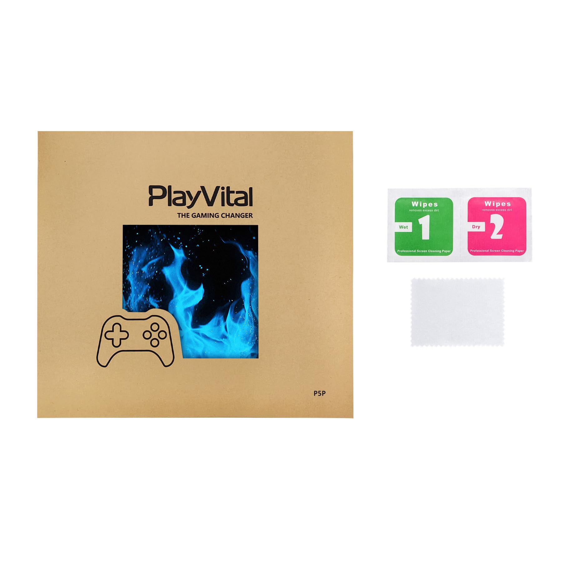playvital Autocollant pour ps5 Pro Console Digital & Disc Protection Accessoires pour ps5 Manette & Sticker Casque & Station de Charge & Télécommande-Flamme Bleue