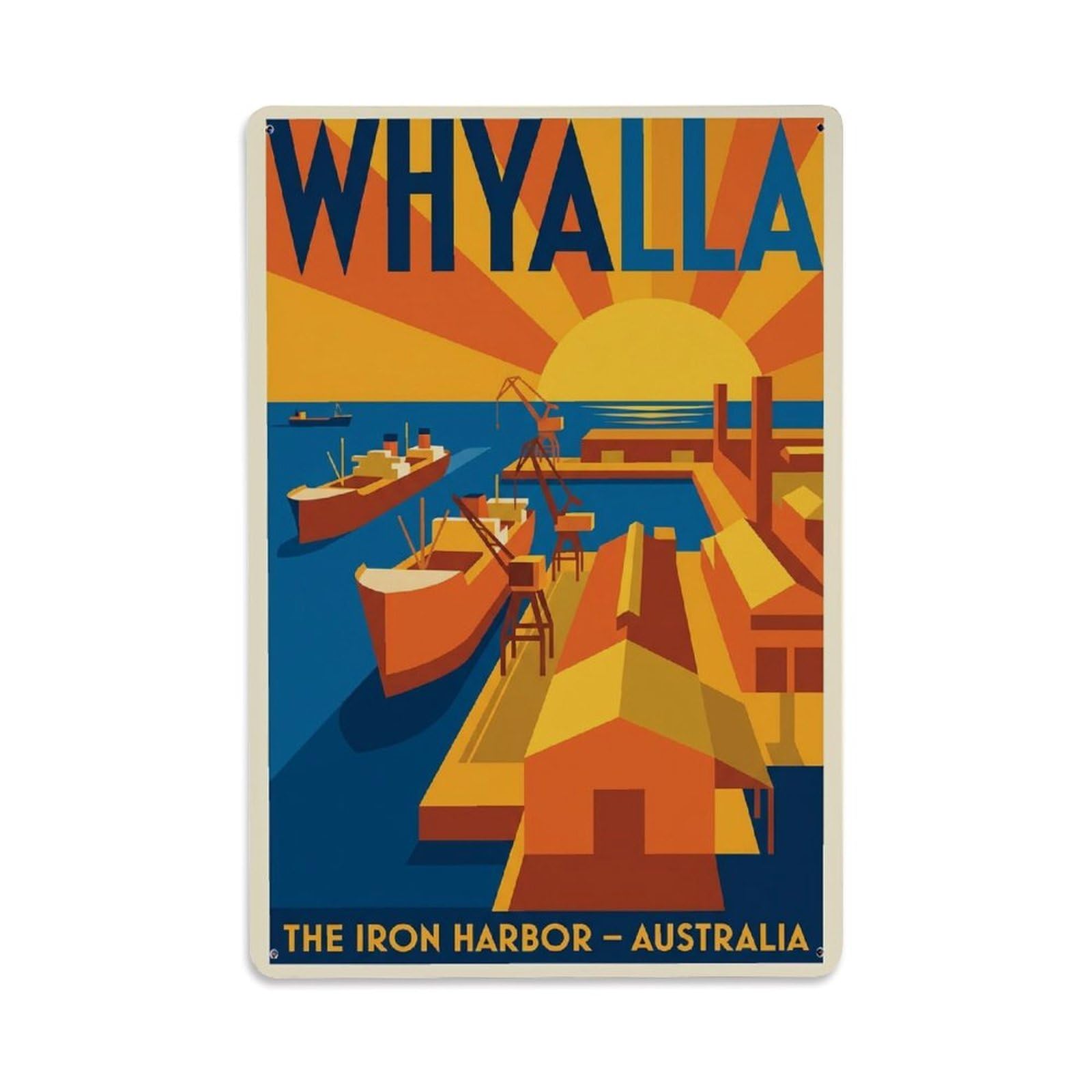 Metal Tin Sign Travel Vintage Australia Whyalla