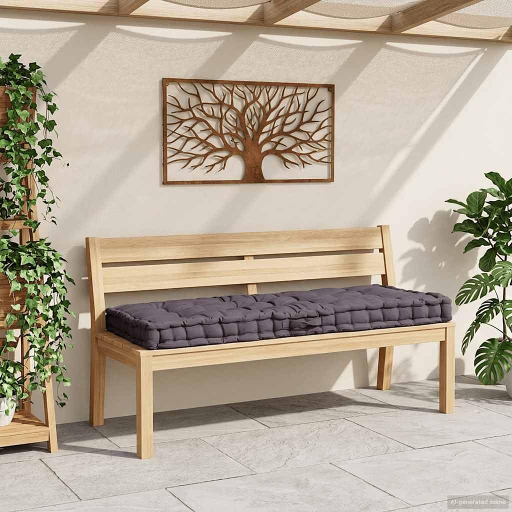 Palettenkissen 120x80x10 cm Baumwolle Palettenpolster Anthrazit | Bequeme Palettenauflage mit Tragegriff für gemütliche Stunden auf der Terrasse und im Wohnzimmer.