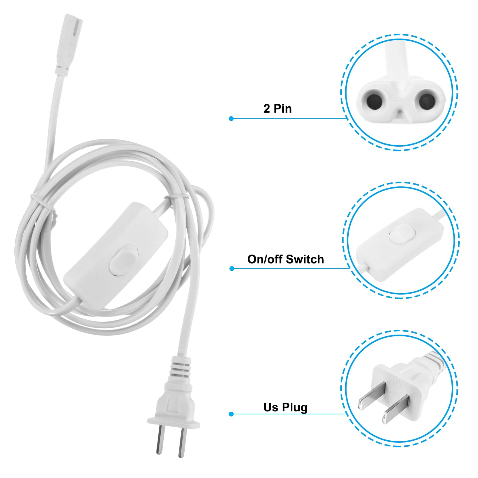 Lampe Connexion Fil Pour T4 T5 T8 Led Tube, 40Cm 2 Broche Double