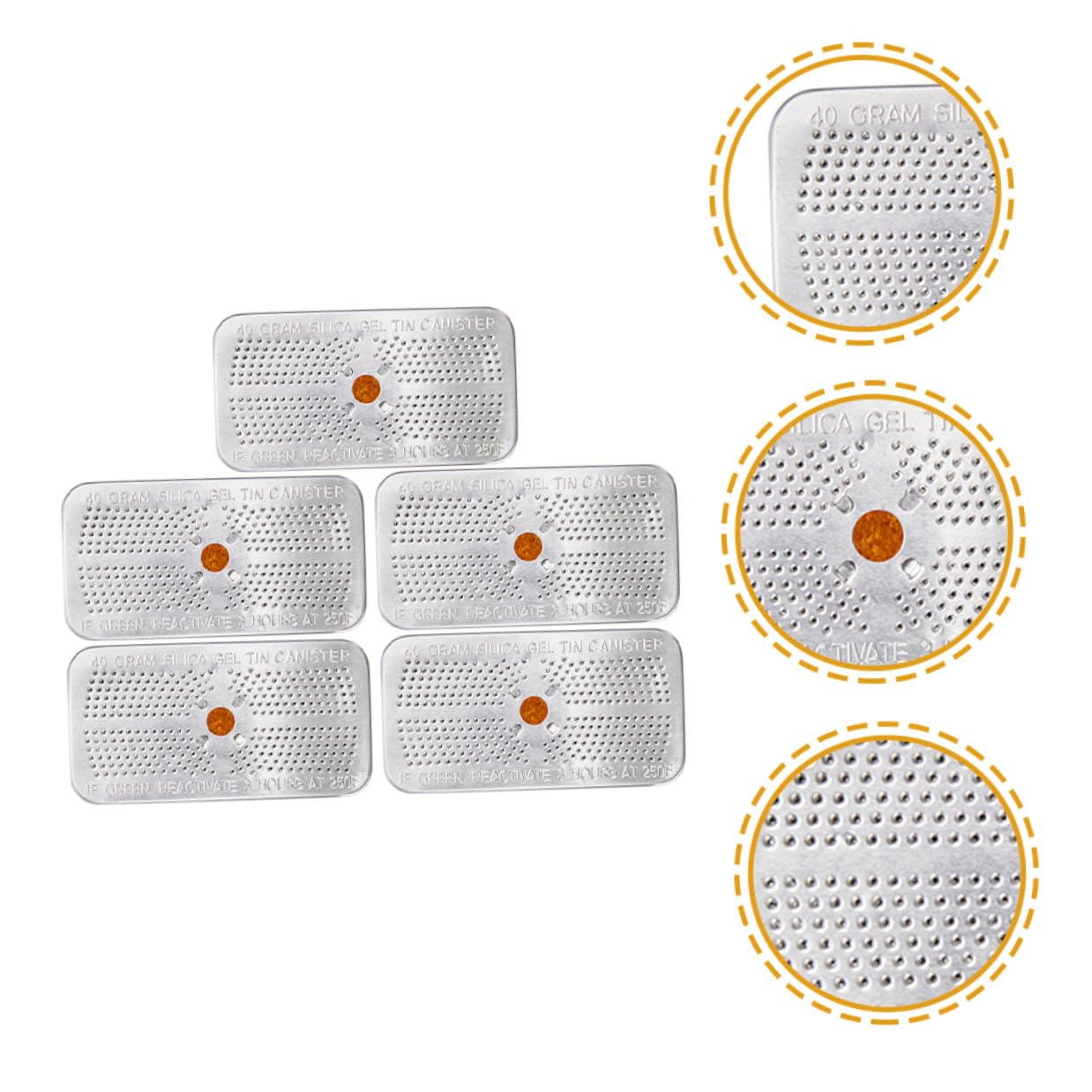 Silicagel Päckchen 5 Stück 40g mit Alu Box, Orange