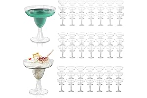 Margarita Cups Disposable: 60 Clear 5 oz Plastic Margarita Glasses for Parties