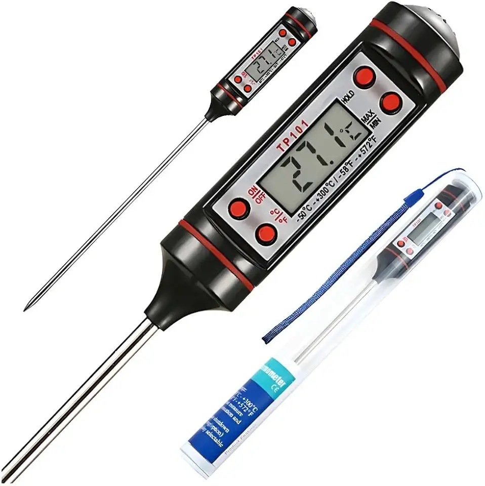 Termômetro Digital Culinário Display De Alta Precisão Para Alimentos Fácil Leitura Suporta Temperaturas até 300°C - Comidas, Líquidos, Carnes, Fornos e Cozinha - Alta Durabilidade Premium