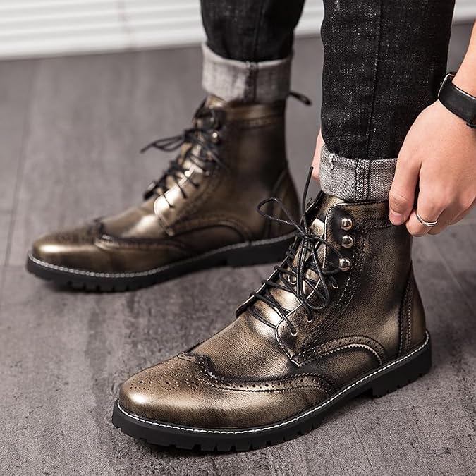 Men's Boots, Motorcycle Men's Boots Fashion Men's Mid-Cut Boots.Knight Boots.Riding Boots