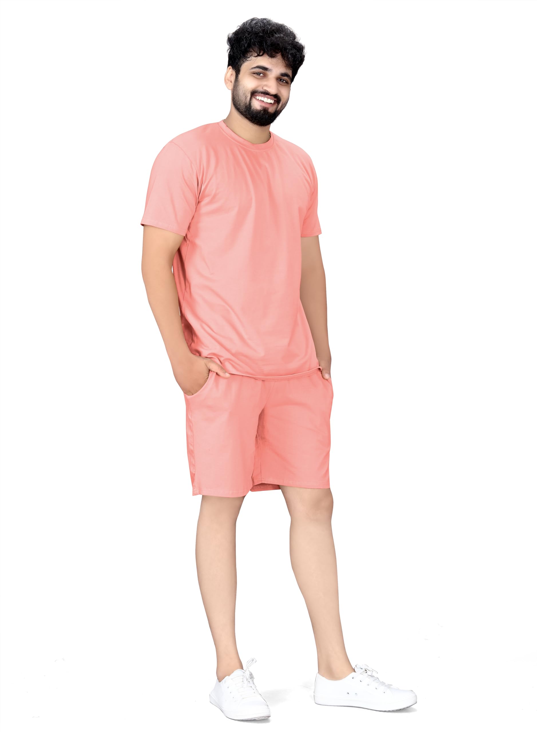 Men’s Cotton Night Suit Set – Plain Solid Color Shirt & Pajama – Soft & Breathable Sleepwear for All-Season Comfort (Loungewear & Nightwear Set)