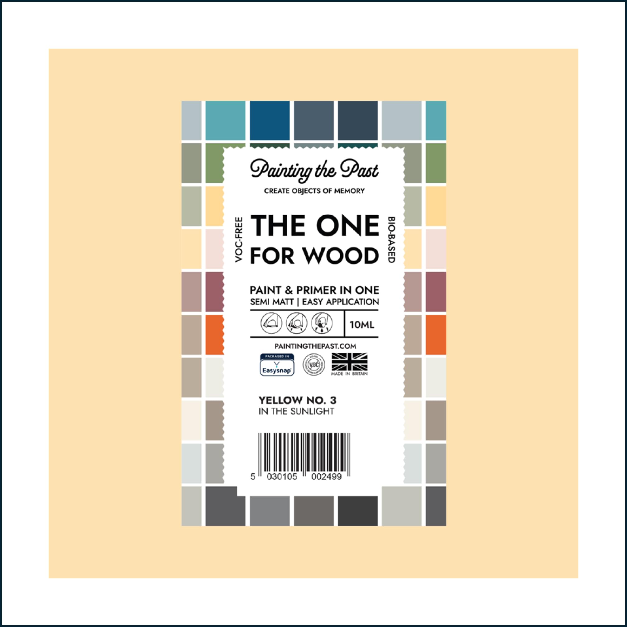 Painting The Past Yellow No. 3 In The Sunlight The One For Wood Paint & Primer 10Ml (Sample) | Semi Matt Finish, Bio-Based & Voc-Free Formula For Wooden Furniture & Surfaces | Durable & Easy Indoor Home Decorating