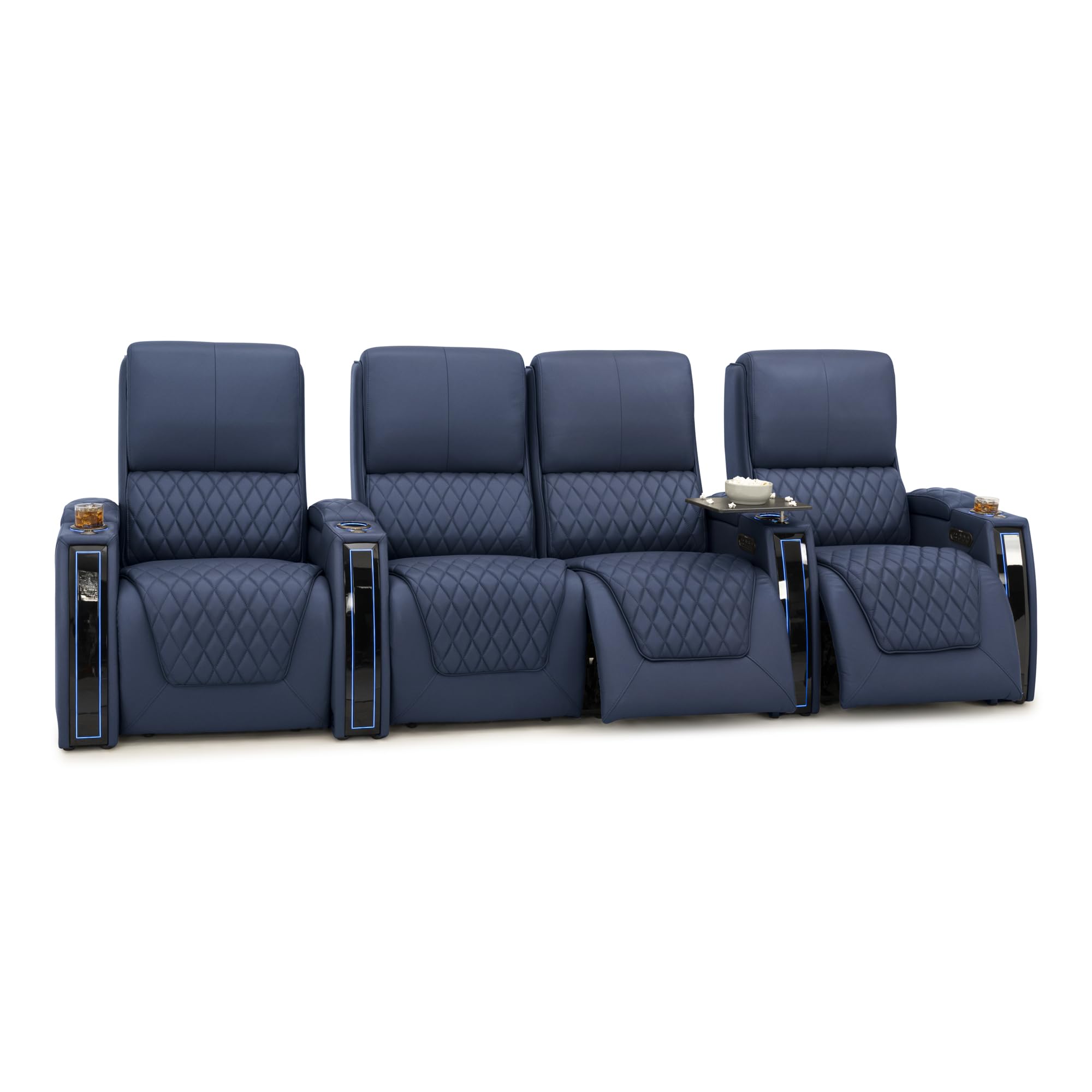 Seatcraft Apex Home Theater Seating Navy Blue Row of 4 Middle Loveseat