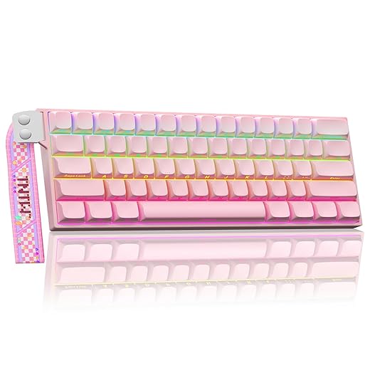 Aula MINI60 HE PRO - 60% Mechanical Gaming Keyboard Wireless, Hall Effect Magnetic Switch Hot Swappable, Adjustable Actuation Rapid Trigger Mode, 8000 Hz Polling Rate, 60 Percent Compact Design Pink