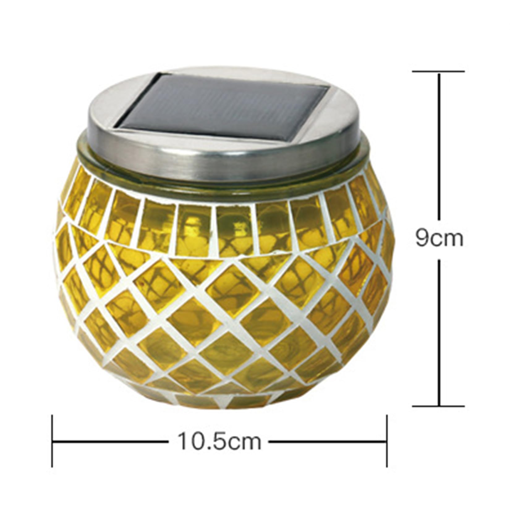 Solarna Mozaika Szklana Kula Światła Ogrodowe Zewnętrzne Wodoodporne Światło Led Lampa Słoneczna Lampa Trawnikowa Słoneczna Lampa W Kształcie Słoika Światła,Yellow-4Pcs
