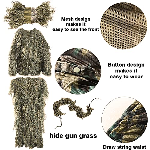 FUNPENY Ghillie Suits for Men, Outdoor Camo Hunting Ghillie Suit Halloween Costume Clothings (Desert Yellow)