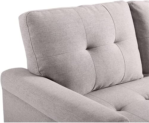 Fanye Linen Upholstery W/Reversible Storage Chaise, 3-Seaters Pull Couch Bed For Home Apartment Office Living Room Furniture Sets, Gray Sofa & Couch, L-Shaped Corner Sleeper Sectional Sofa, Grey 84" #TOP5
