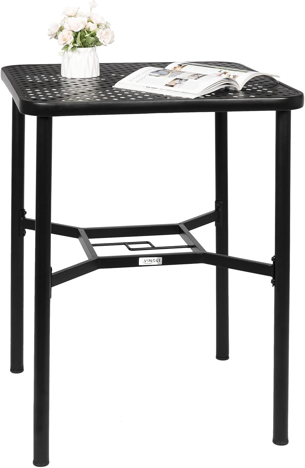 VINGLI Outdoor Bar Table with 1.57" Umbrella Hole Bistro Table Metal Frame Patio Bar Table, Outdoor Bar Height Table, Patio Coffee Table : Patio, Lawn & Garden
