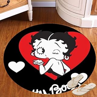 fivetwo Lot de Tapis de Bain Ronds antidérapants pour Cuisine, très Doux, lavables (60 cm), Motif Betty Boop cœur Rouge
