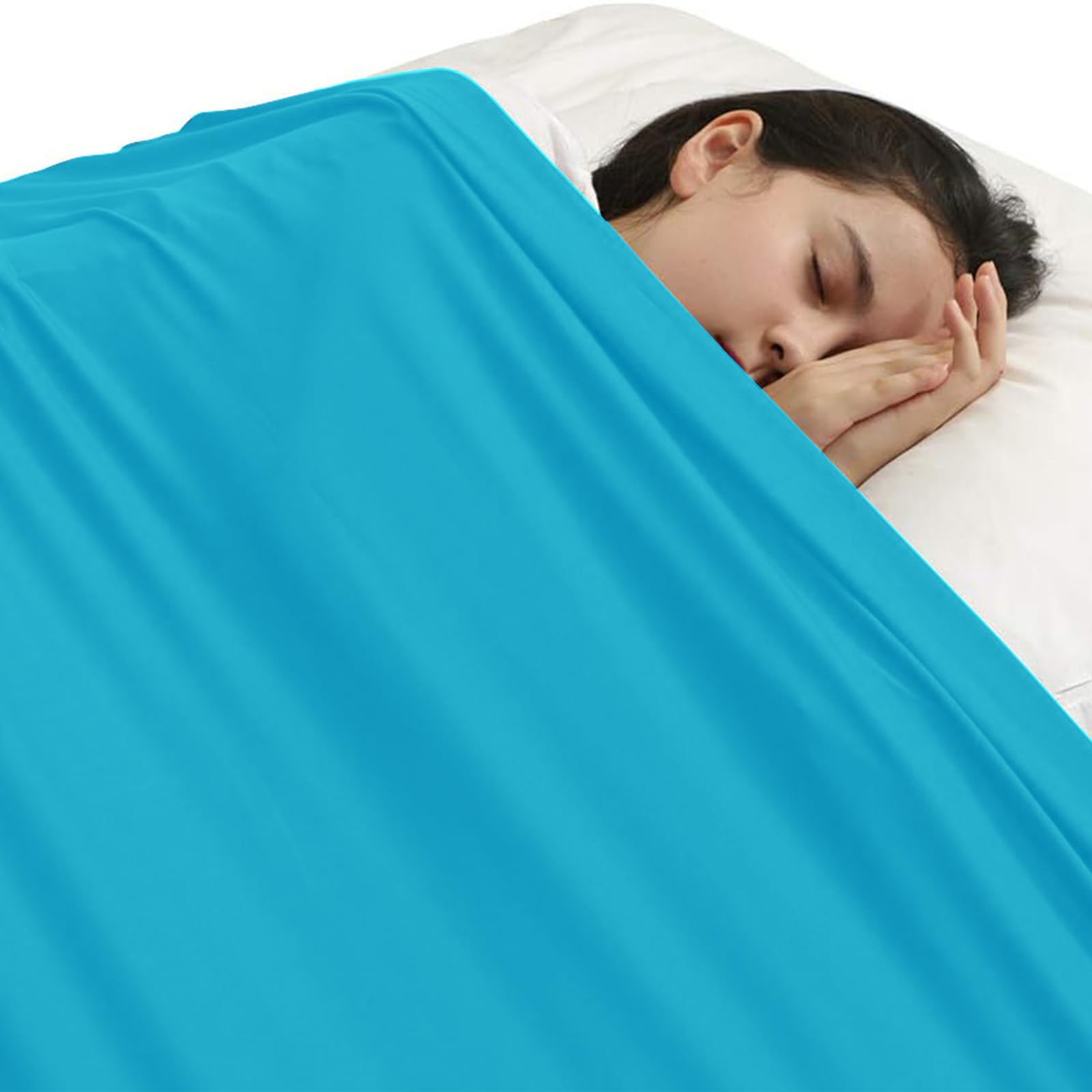 SZSMART Sensory Compression Sheet for Kids, Lycra Elastane Bed Sheet, Breathable Sensory Blanket to Relieve Stress for Children with Autism, Anxiety (SkyBlue, Double/136x147cm)