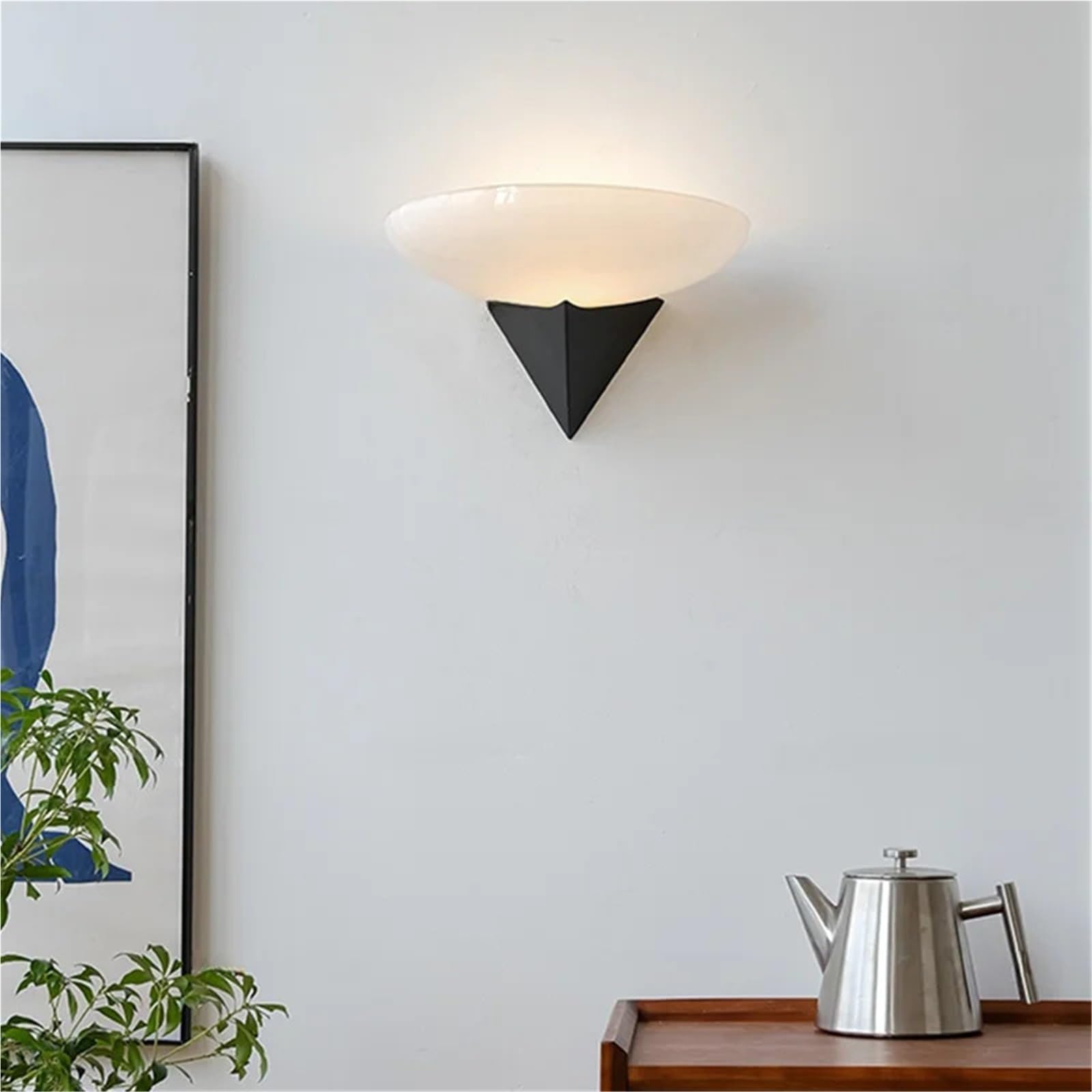 Bauhaus żółte szkło matowe retro kinkiet do salonu, korytarza, sypialni, nocnej dekoracji LED (Cool White(5500-7000K), White)
