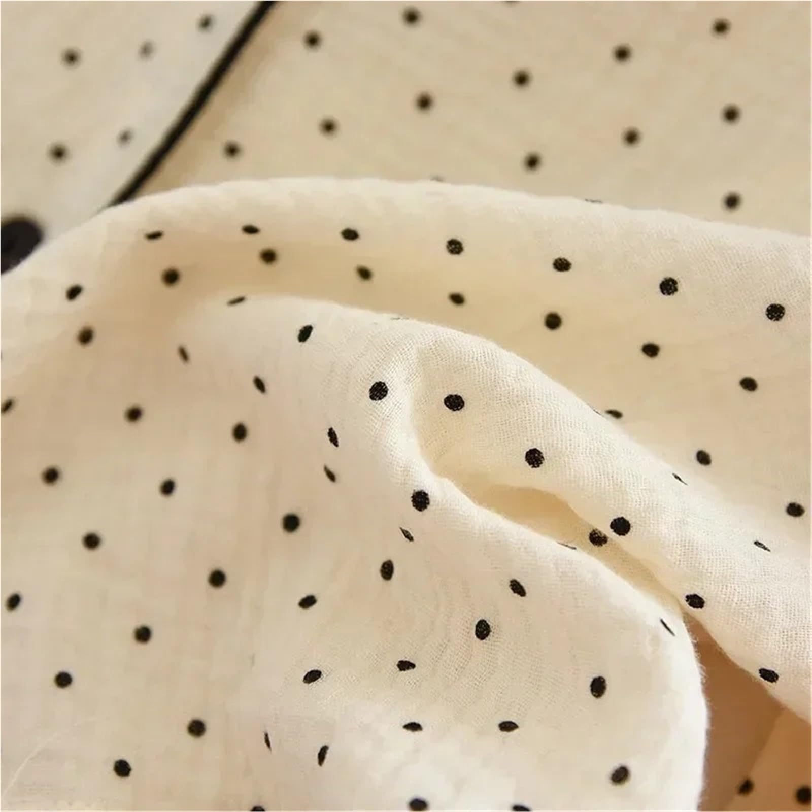 Pijamas de Gasa algodón for Mujer, Ropa Dormir con Dibujo Lunares, Conjunto 2 Piezas for Primavera, for, Verano para Descanso en casa