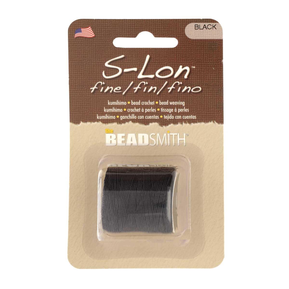 The Beadsmith S-Lon Fine Nylon Cord – Black Color – TEX135, .4mm Diameter, 118 Yards Spools – for Stringing Beading Crochet, Micro-Macrame Jewelry & Kumihimo Projects