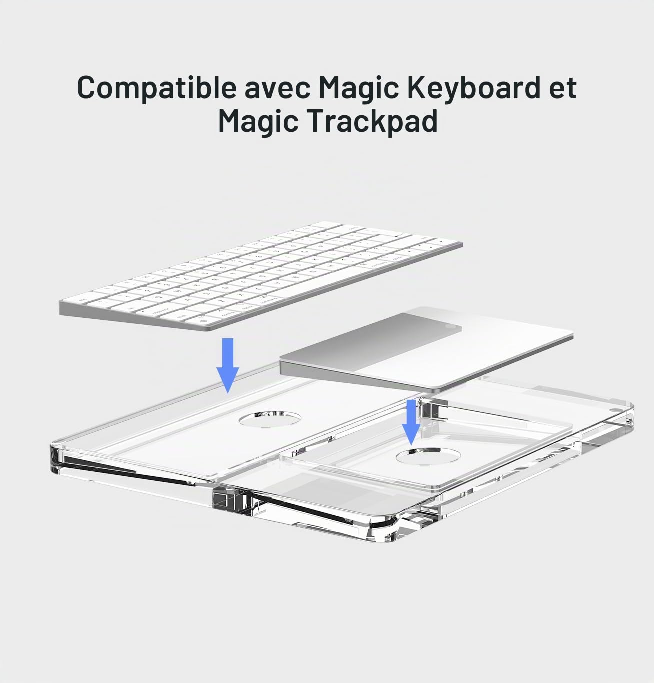 Support transparent et plateau tactile compatible avec Apple Magic Keyboard 2/3/pavé tactile, confortable pour soulager les douleurs au poignet (clavier Apple et pavé tactile non inclus