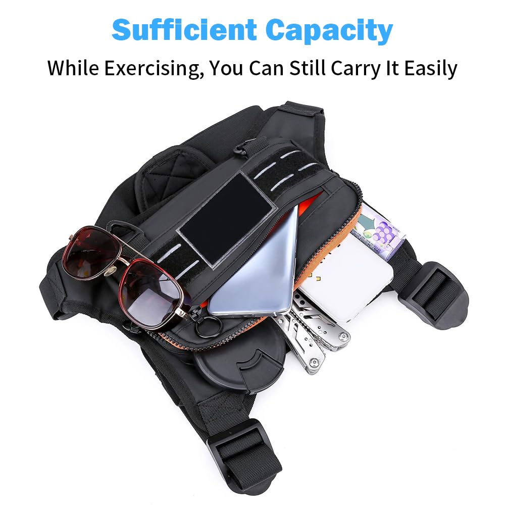 Sac de Poitrine Tactique, Sacoche Gilet Sport Chest Rig Bag Molle Respirant avec Bande Réfléchissante et Crochets Portables pour Les Entraînements, Cyclisme, Randonnée, Chasse