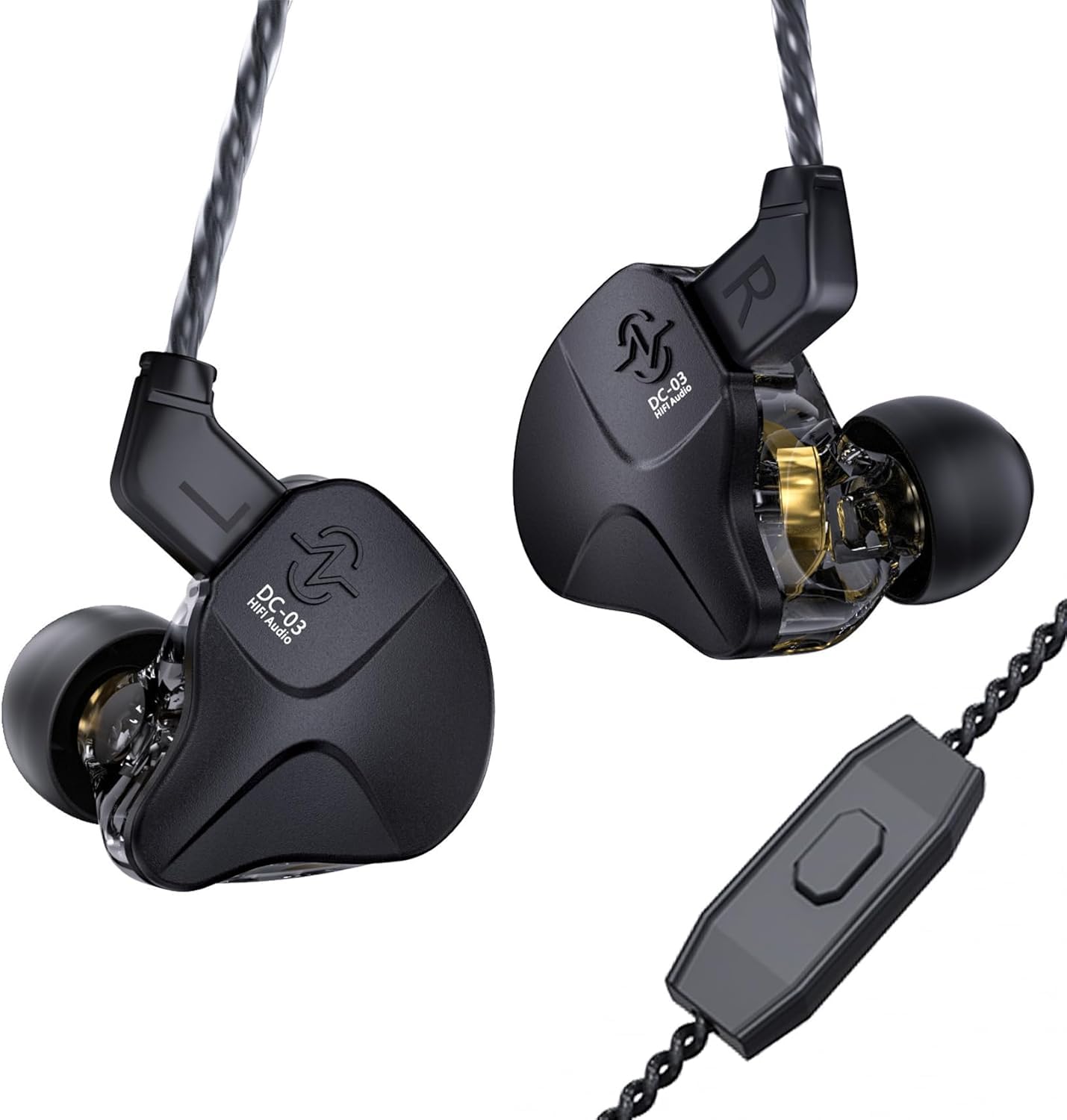 Yinyoo CCZ Sonata DC03 HiFi In Ear Monitor Auricolari, 10mm Magnete Driver Dinamico Cuffie Sportive IEM da Gioco ad Alta Fedeltà Auricolari con Cavo a 2Pin per Regalo PC Audiofilo (con microfono)