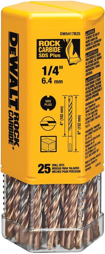 DeWalt DW5417B25 DeWalt 1/4" x 4" x 6" Rock Carbide™ SDS+ Hammer Bit (Bulk 25)