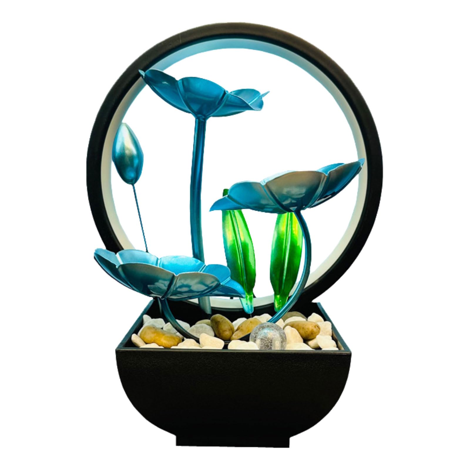 Unikicool Style E Lighted Desktop Fountain,Indoor Waterfall Landscape,Indoor Fountain,Relieve Stress,Layered Design,Continuous Circulation Of Water,Suitable For Living Room,Bedroom,Dining Room,Hoste