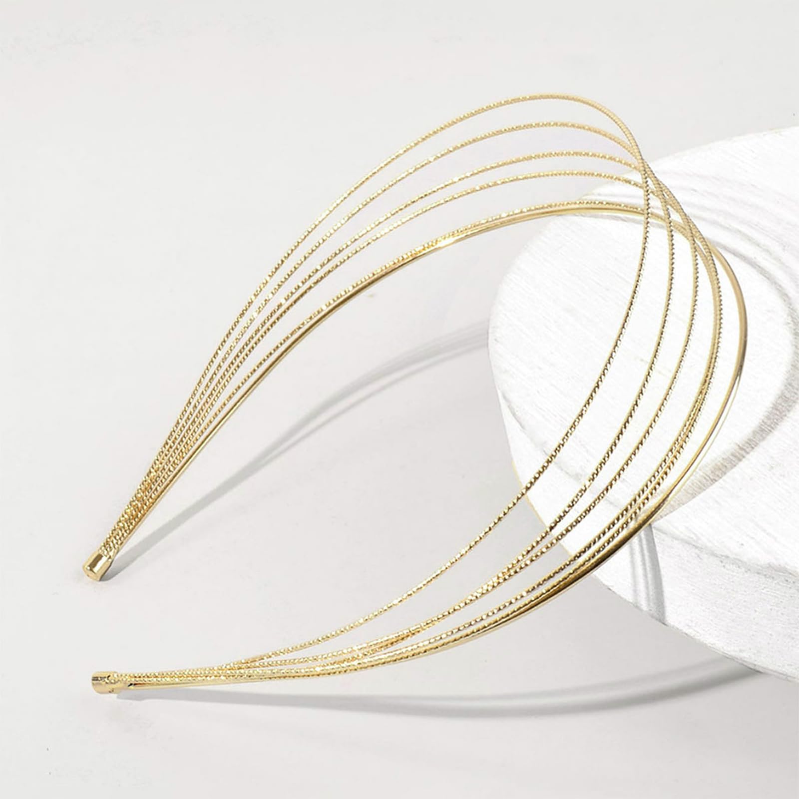 Paquete de 2 diademas de metal de varias capas para mujer, diademas doradas, elegantes accesorios para el cabello, accesorios para el cabello dorados, accesorios para el cabello para niñas