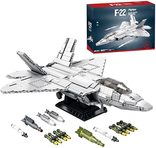 Miniatura 1 de PANW Fighter Jet - Juego de bloques de construcción, modelo militar F22 Raptor Fighter, kit de construcción de juguete de montaje de avión militar