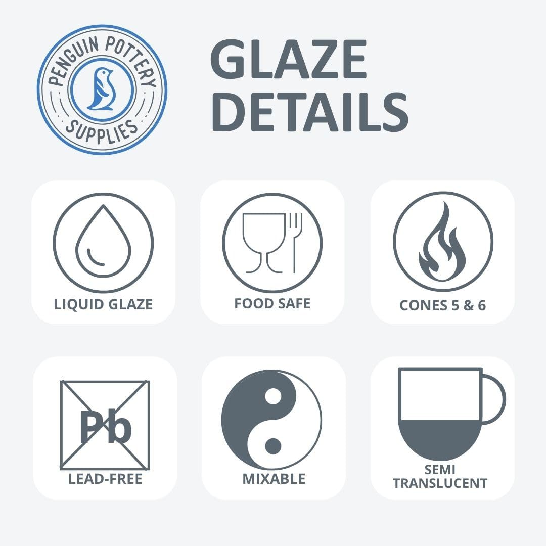 Penguin Pottery Glazes - Mid Fire - Flux Series - Flux Glaze, Blue - Cone 6 (16 fl.oz | 1 Pint | 473 ml)