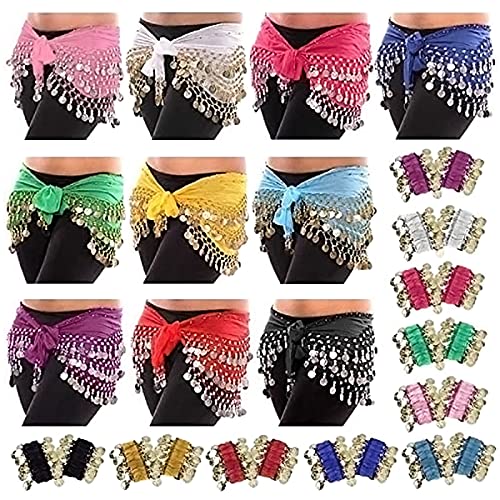 Cooyeah 10 PCS Belly Dance Skirt and 20 PCS Belly Dance Wrist Ankle Bracelets