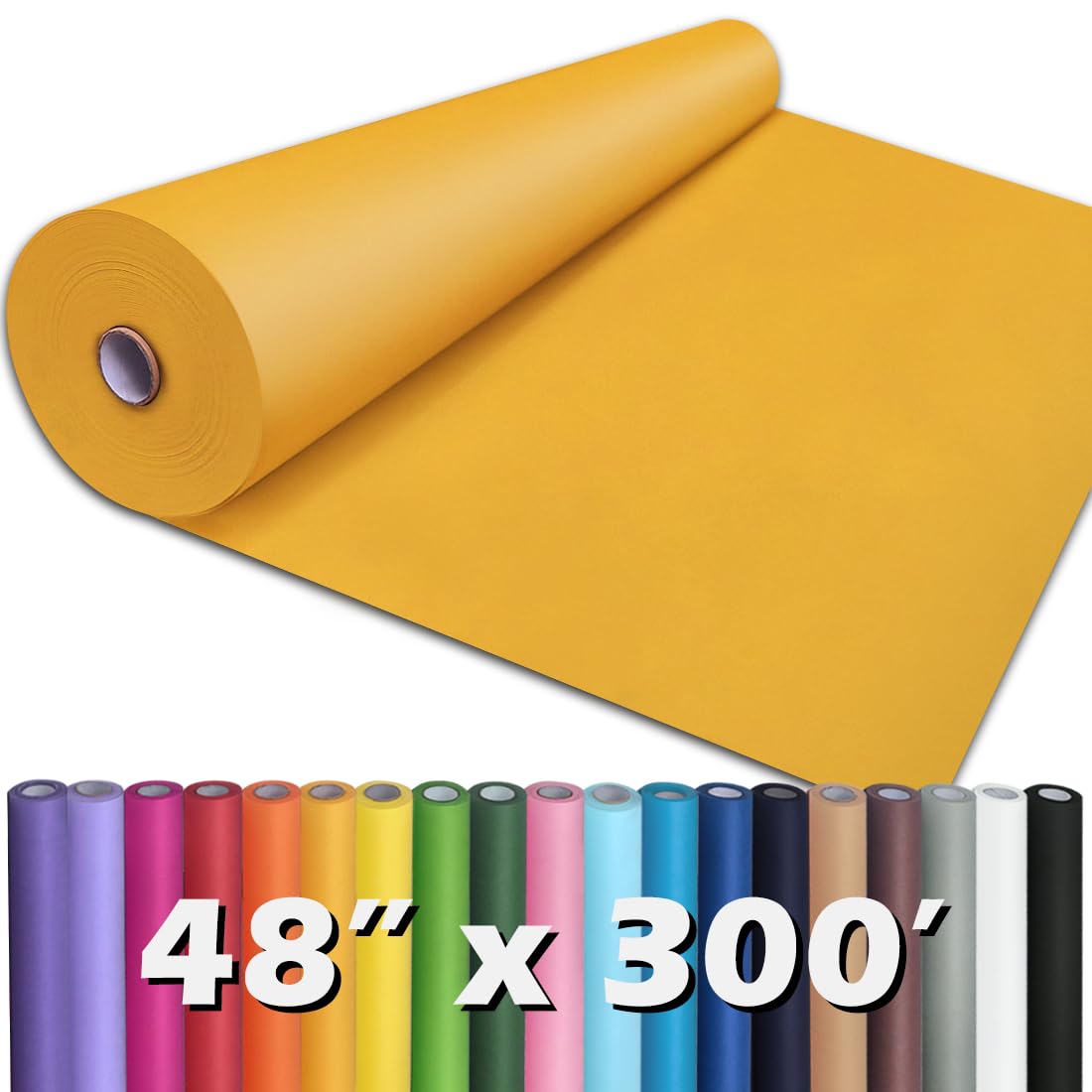 PerkHomy Orange Kraft Paper Roll 48" x 3,600" (300') for Gift Wrapping Bouquet Flower Art Painting Craft Writing Packaging Shipping 80GSM 55LB (Orange, 48" x 300')