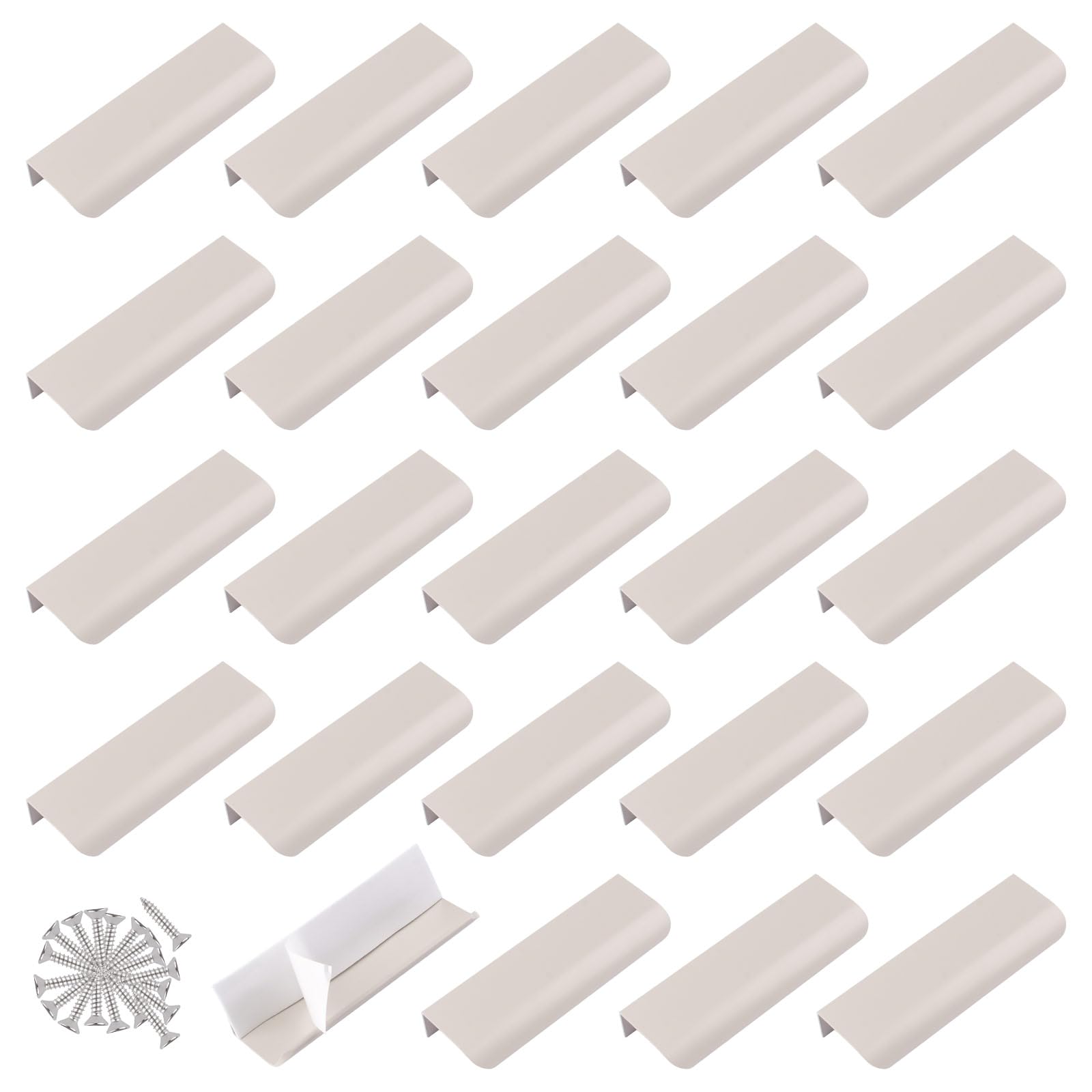 MOROBOR Poignée à bord tactile, 24 pièces de poignées de placard autocollantes instantanées invisibles modernes, poignée d’angle ronde dissimulée pour tiroir de quincaillerie, garde-robe, 120 mm