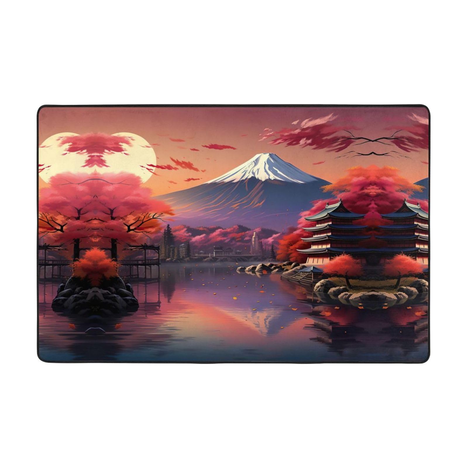 Tapis doux Mont Fuji pour sol froid tapis paysage lavable chambre enfant