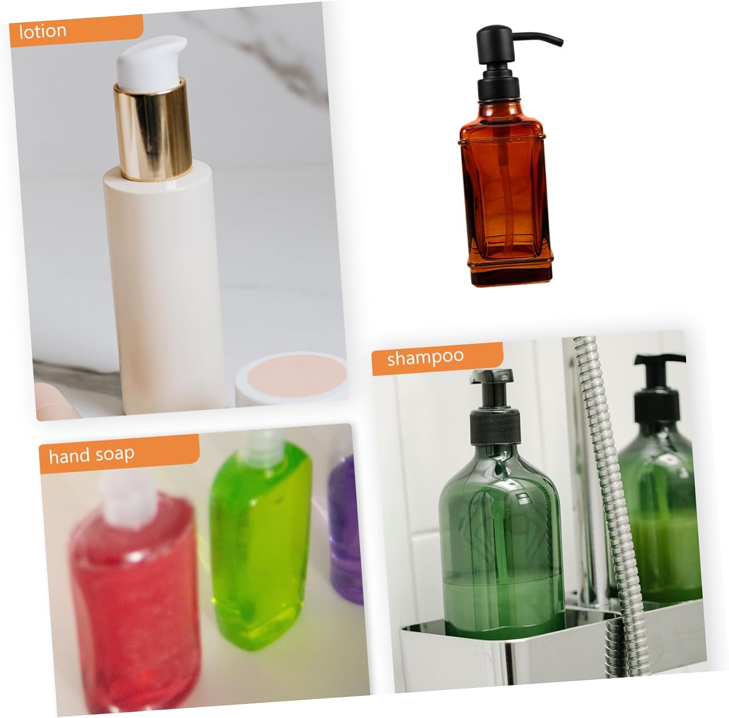 PRETYZOOM Glass Pump Soap Bottle Refillable Pump Bottle Lotion Container Soap Dispenser Bathroom Kitchen