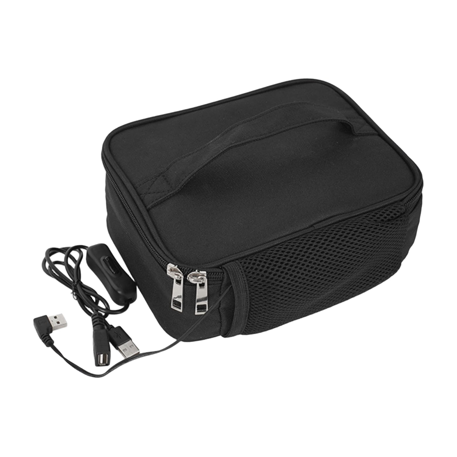 Flylin Insulated Food Delivery Bag, USB Heated Lunch Box 23x17x9cm Black