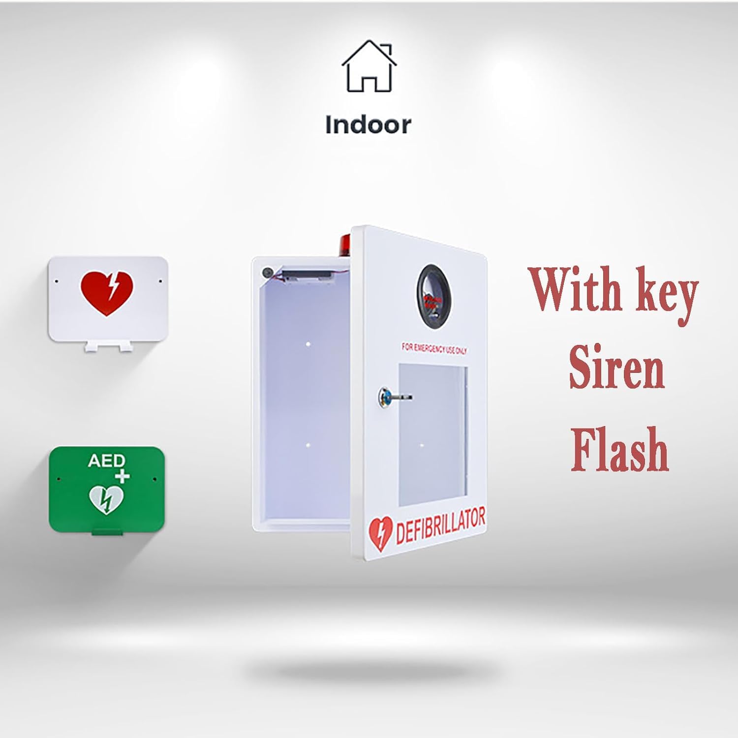 Armoire Murale Pour Défibrillateur AED Avec Alarme, Coffre-fort Mural Pour AED Avec Clé, Armoire Premiers Secours Pour Rangement D'AED, Adaptée À Tous Les AED, Pour Les Bureaux, Les Maisons Retraite